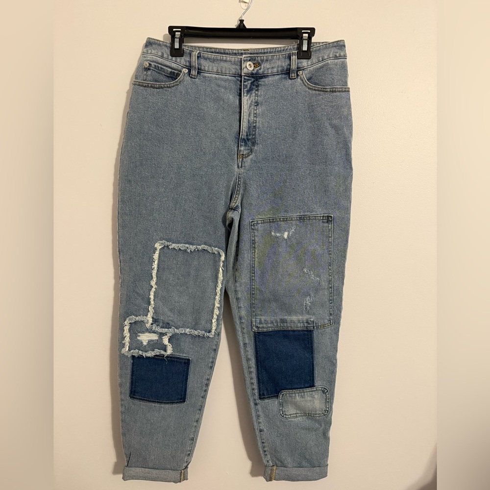 INC International Concepts Blue Patchwork Ankle Jeans